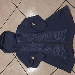 Caite Athleta dark blue embroidered shark bite hoodie Small
